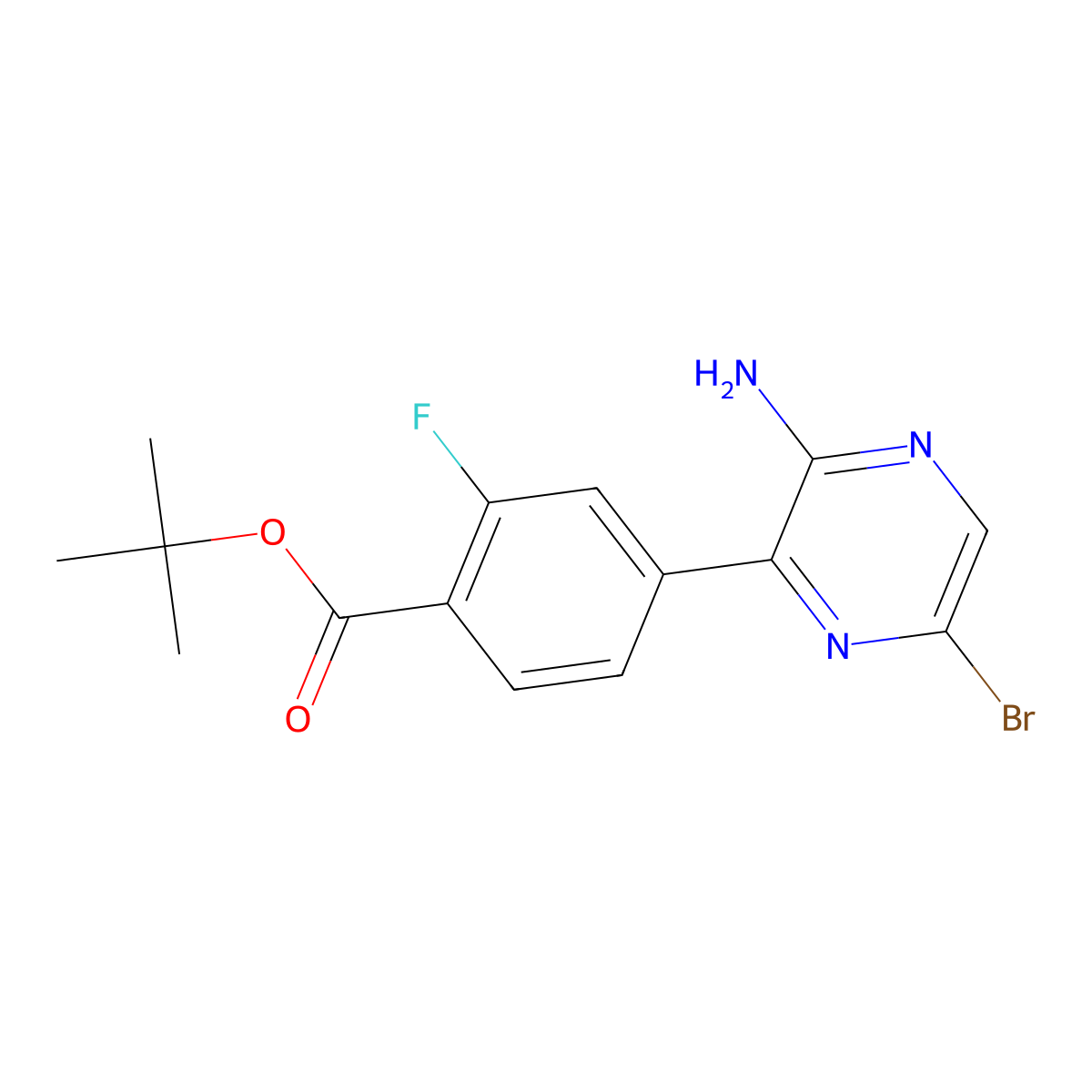 tert-Butyl 4-(3-amino-6-bromopyrazin-2-yl)-2-fluorobenzoate molecular structure, CAS 1715031-89-2