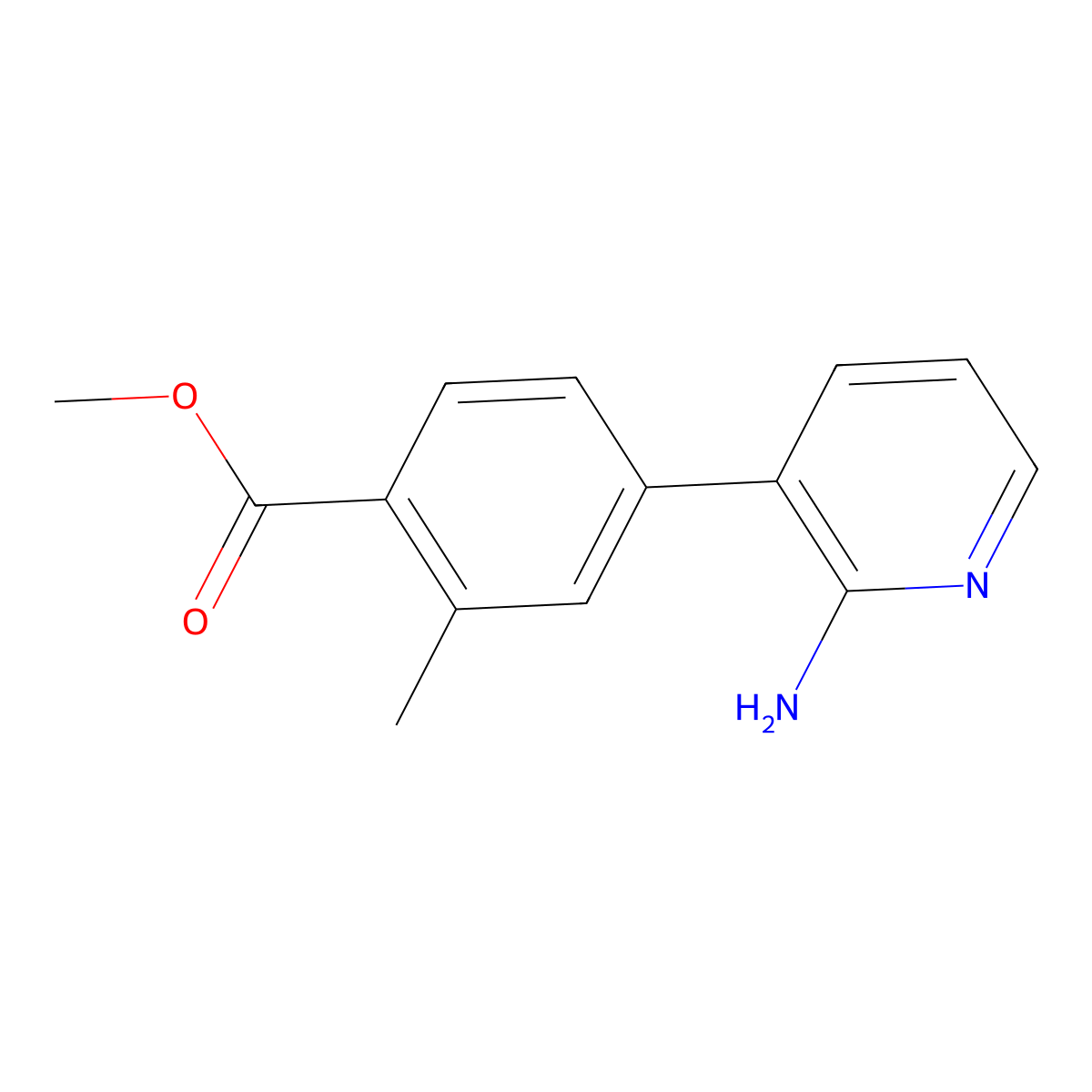 Methyl 4-(2-aminopyridin-3-yl)-2-methylbenzoate molecular structure, CAS 1715033-58-1