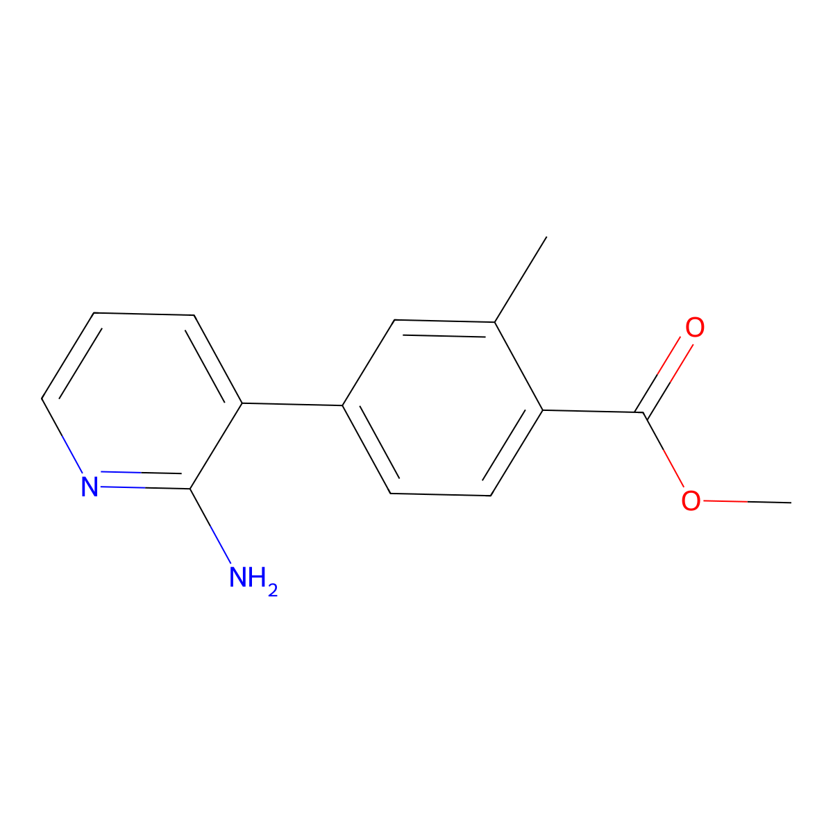 Methyl 4-(2-aminopyridin-3-yl)-2-methylbenzoate molecular structure, CAS 1715033-58-1