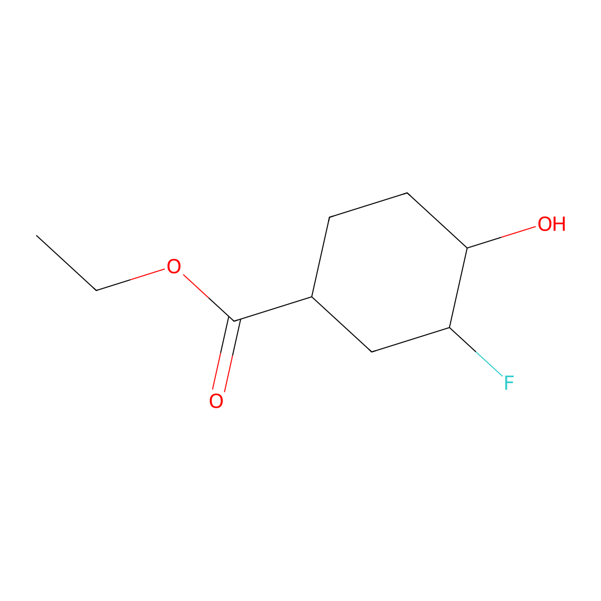 Ethyl (1r,3s,4s)-3-fluoro-4-hydroxycyclohexane-1-carboxylate molecular structure, CAS 1715034-50-6