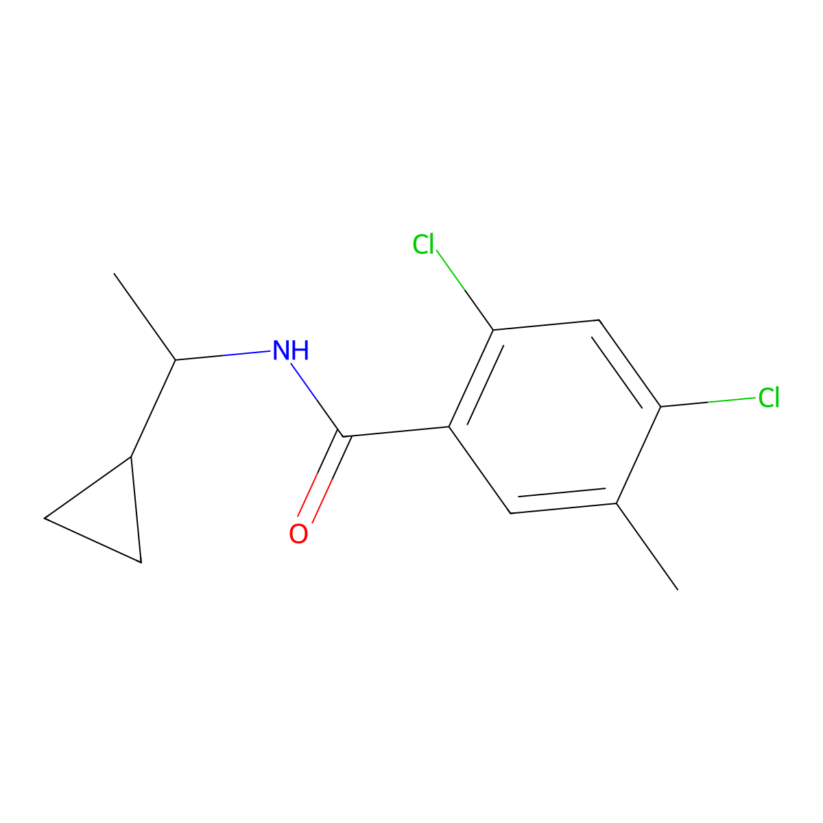 2,4-dichloro-N-(1-cyclopropylethyl)-5-methylbenzamide molecular structure, CAS 171506-43-7