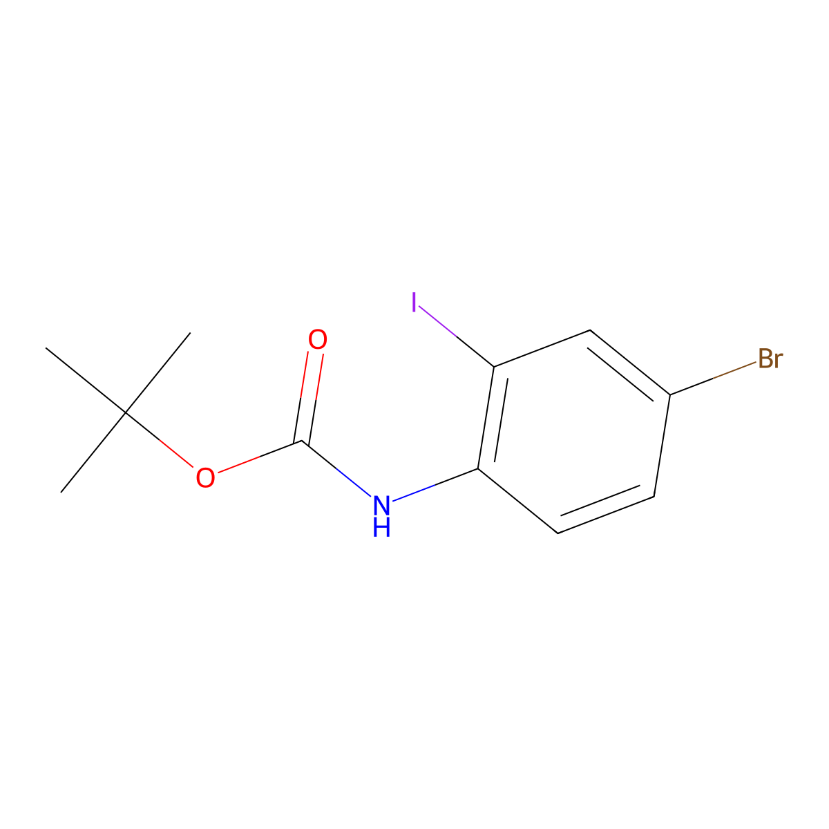 tert-butyl N-(4-bromo-2-iodophenyl)carbamate molecular structure, CAS 171513-04-5
