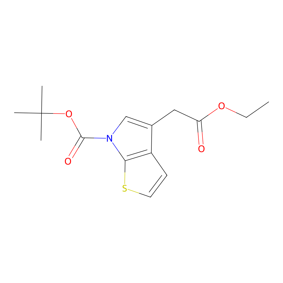 Ethyl 6-[(1,1-dimethylethoxy)carbonyl]-6H-thieno[2,3-b]pyrrole-4-acetate molecular structure, CAS 171513-17-0
