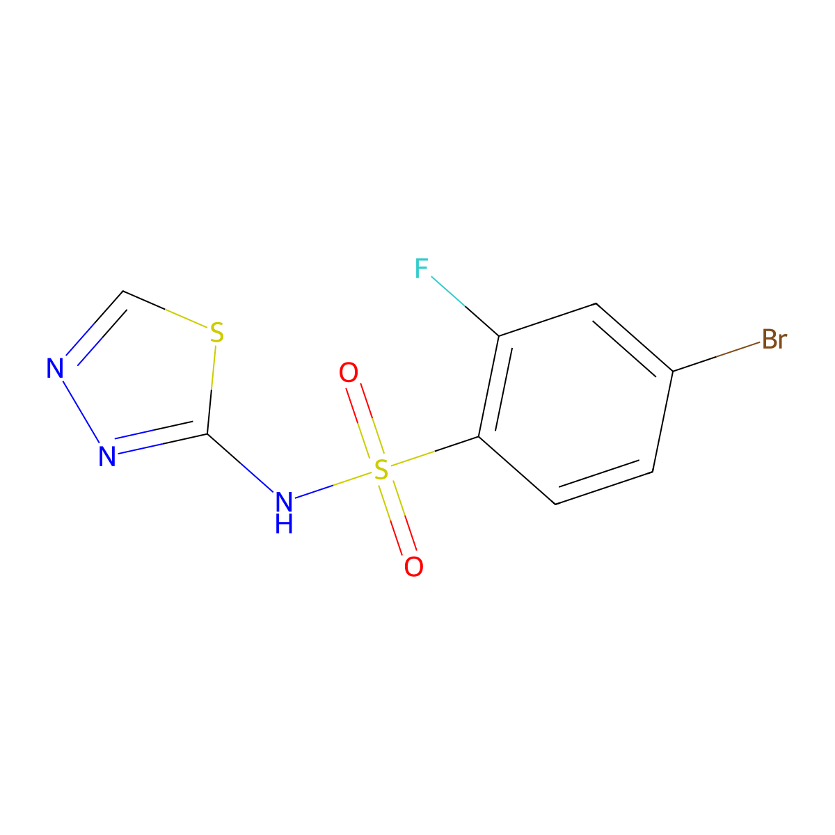 4-Bromo-2-fluoro-N-(1,3,4-thiadiazol-2-yl)benzenesulfonamide molecular structure, CAS 1715248-13-7