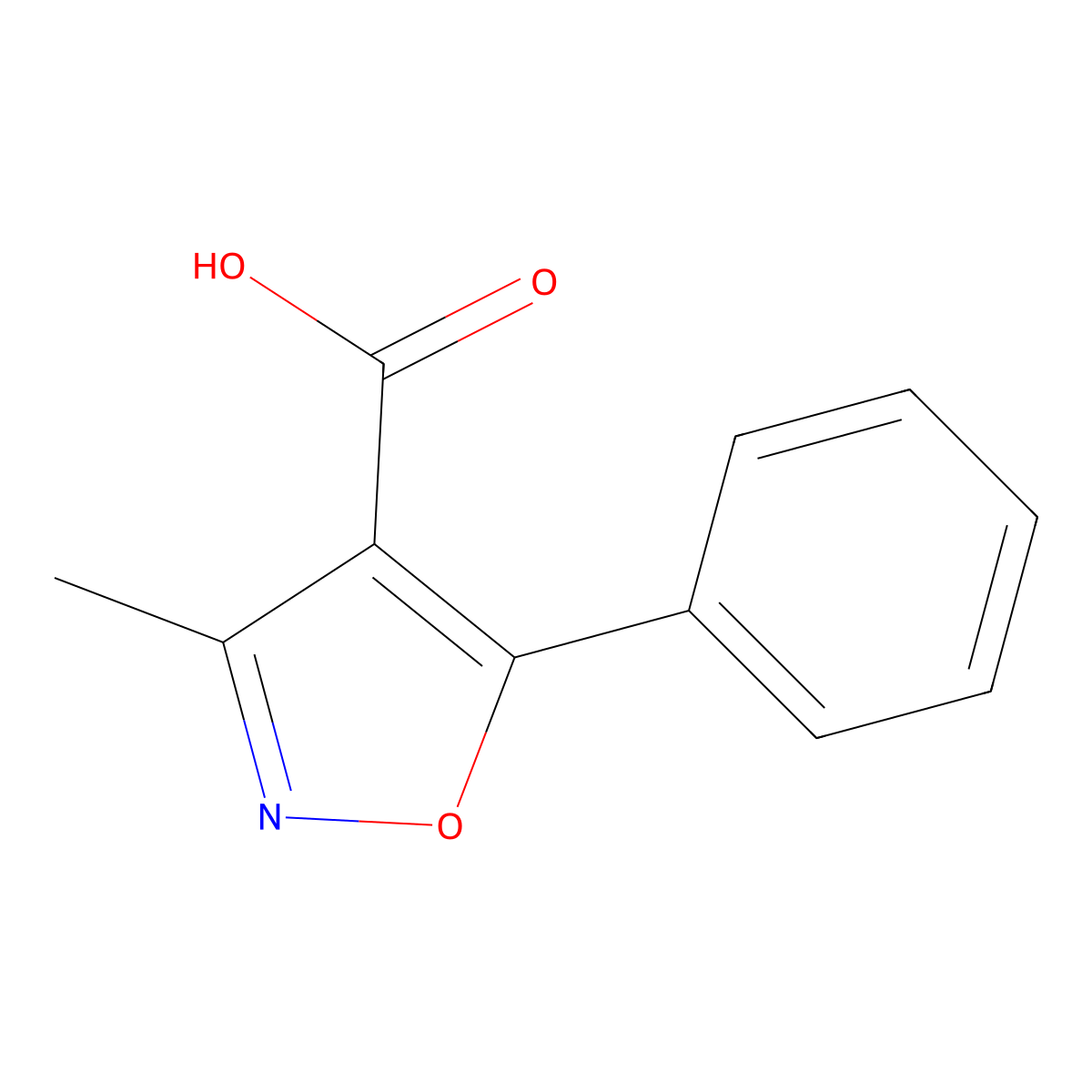 3-Methyl-5-phenylisoxazole-4-carboxylic acid molecular structure, CAS 17153-21-8