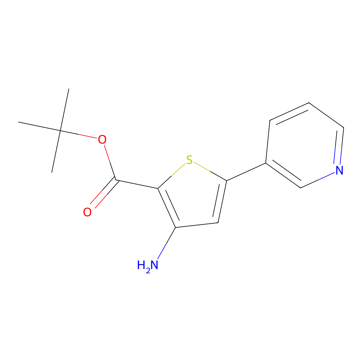 Tert-butyl 3-amino-5-(pyridin-3-yl)thiophene-2-carboxylate molecular structure, CAS 1715363-86-2