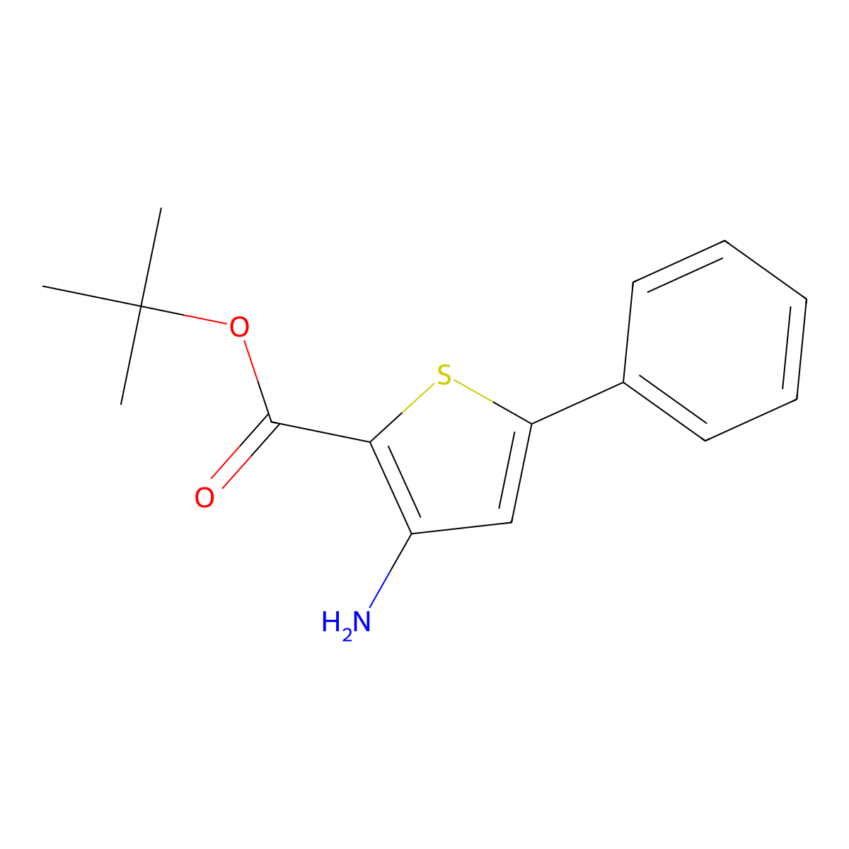 Tert-butyl 3-amino-5-phenylthiophene-2-carboxylate molecular structure, CAS 1715363-89-5