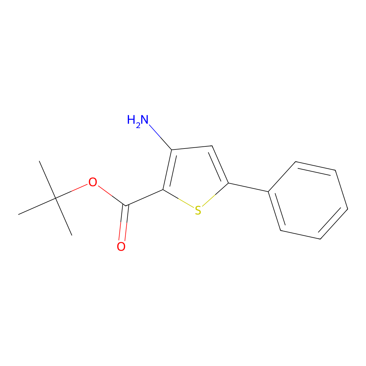 Tert-butyl 3-amino-5-phenylthiophene-2-carboxylate molecular structure, CAS 1715363-89-5