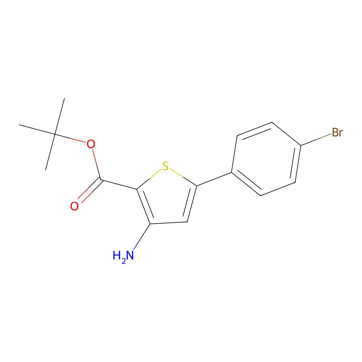 Tert-butyl 3-amino-5-(4-bromophenyl)thiophene-2-carboxylate molecular structure, CAS 1715364-04-7