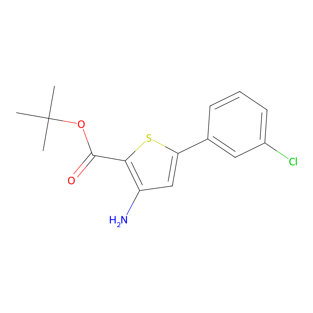 Tert-butyl 3-amino-5-(3-chlorophenyl)thiophene-2-carboxylate molecular structure, CAS 1715364-08-1
