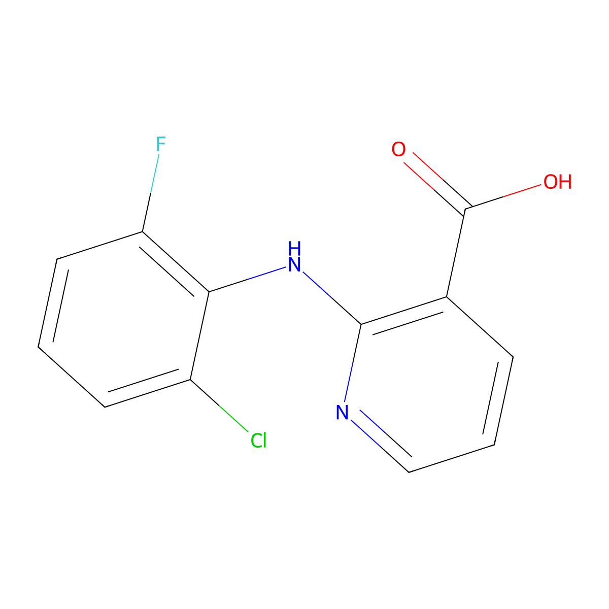2-(2-Chloro-6-fluoroanilino)pyridine-3-carboxylic acid molecular structure, CAS 1715377-31-3
