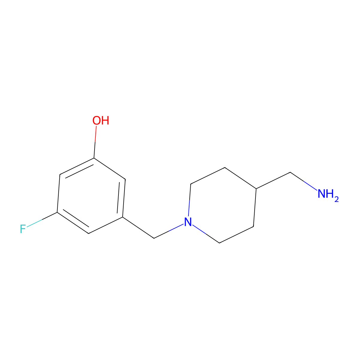 3-{[4-(Aminomethyl)piperidin-1-yl]methyl}-5-fluorophenol molecular structure, CAS 1715433-67-2