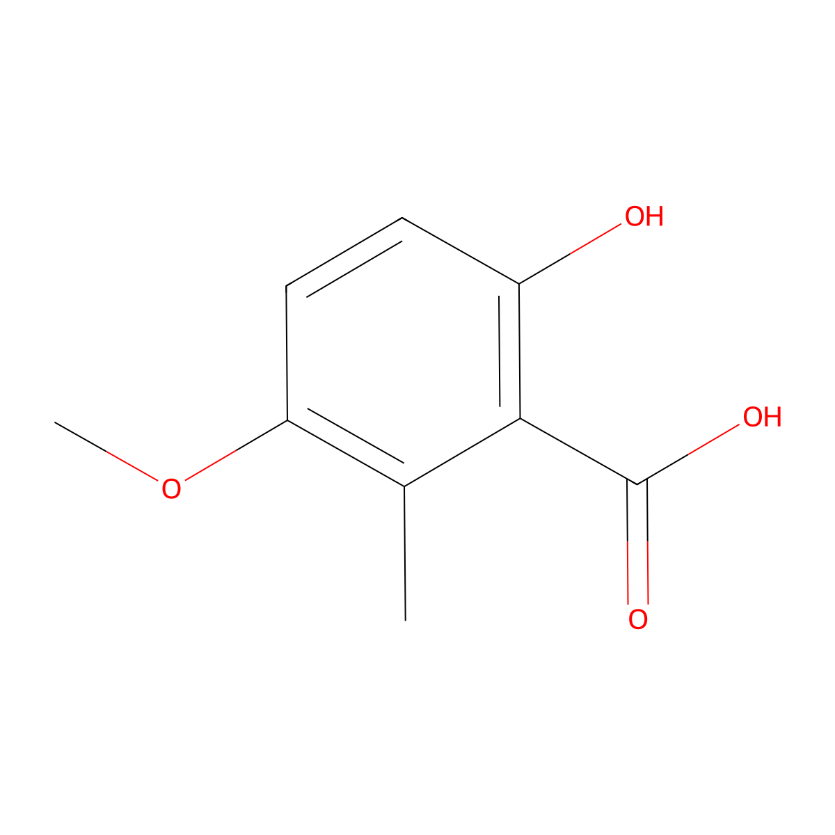 6-Hydroxy-3-methoxy-2-methylbenzoic acid molecular structure, CAS 17155-46-3
