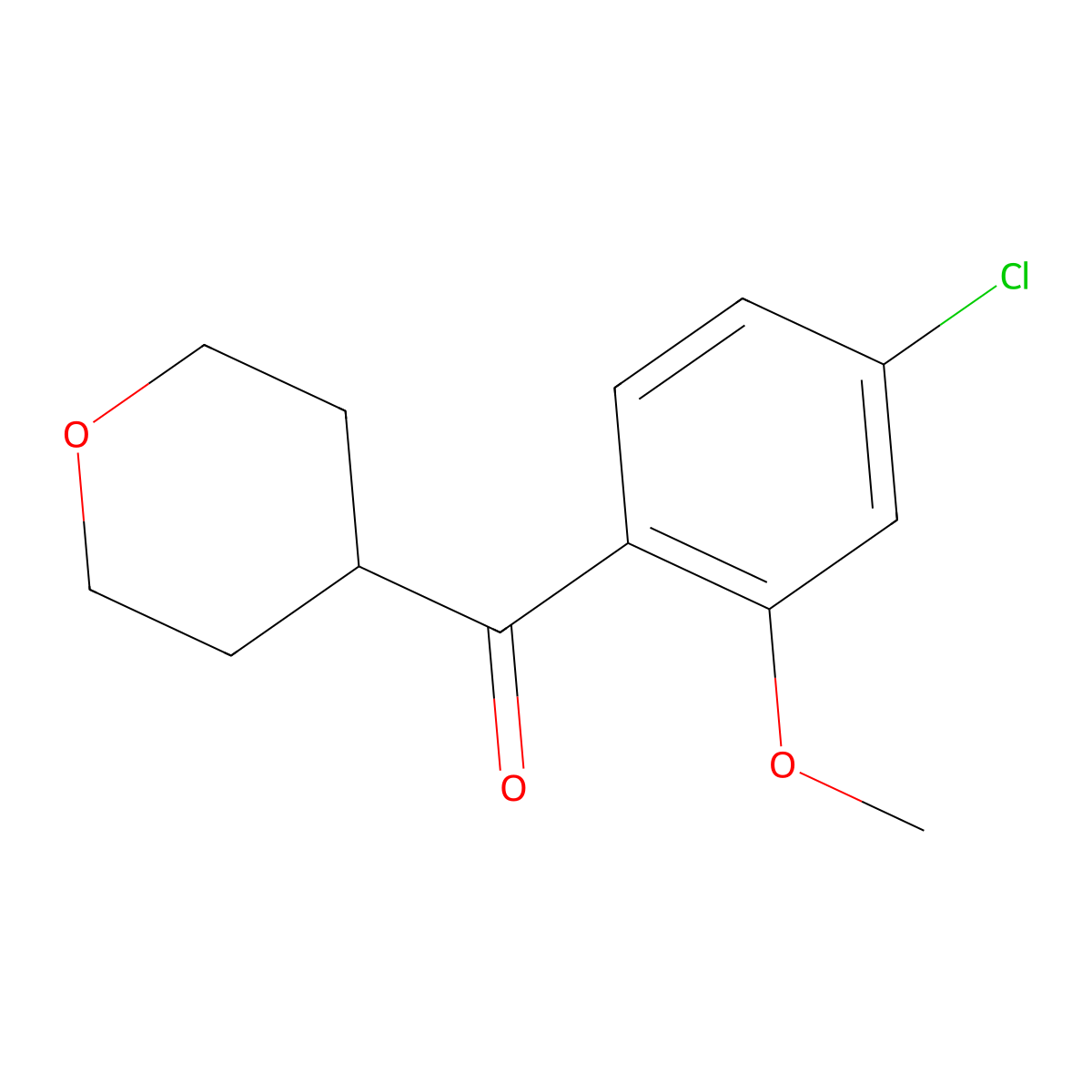 (4-Chloro-2-methoxyphenyl)(tetrahydro-2H-pyran-4-yl)methanone molecular structure, CAS 1715691-45-4
