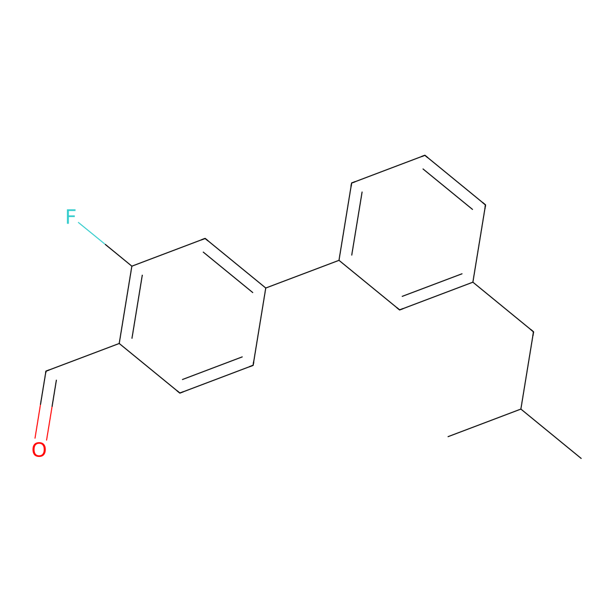 3-Fluoro-3'-(2-methylpropyl)[1,1'-biphenyl]-4-carboxaldehyde molecular structure, CAS 1715703-25-5
