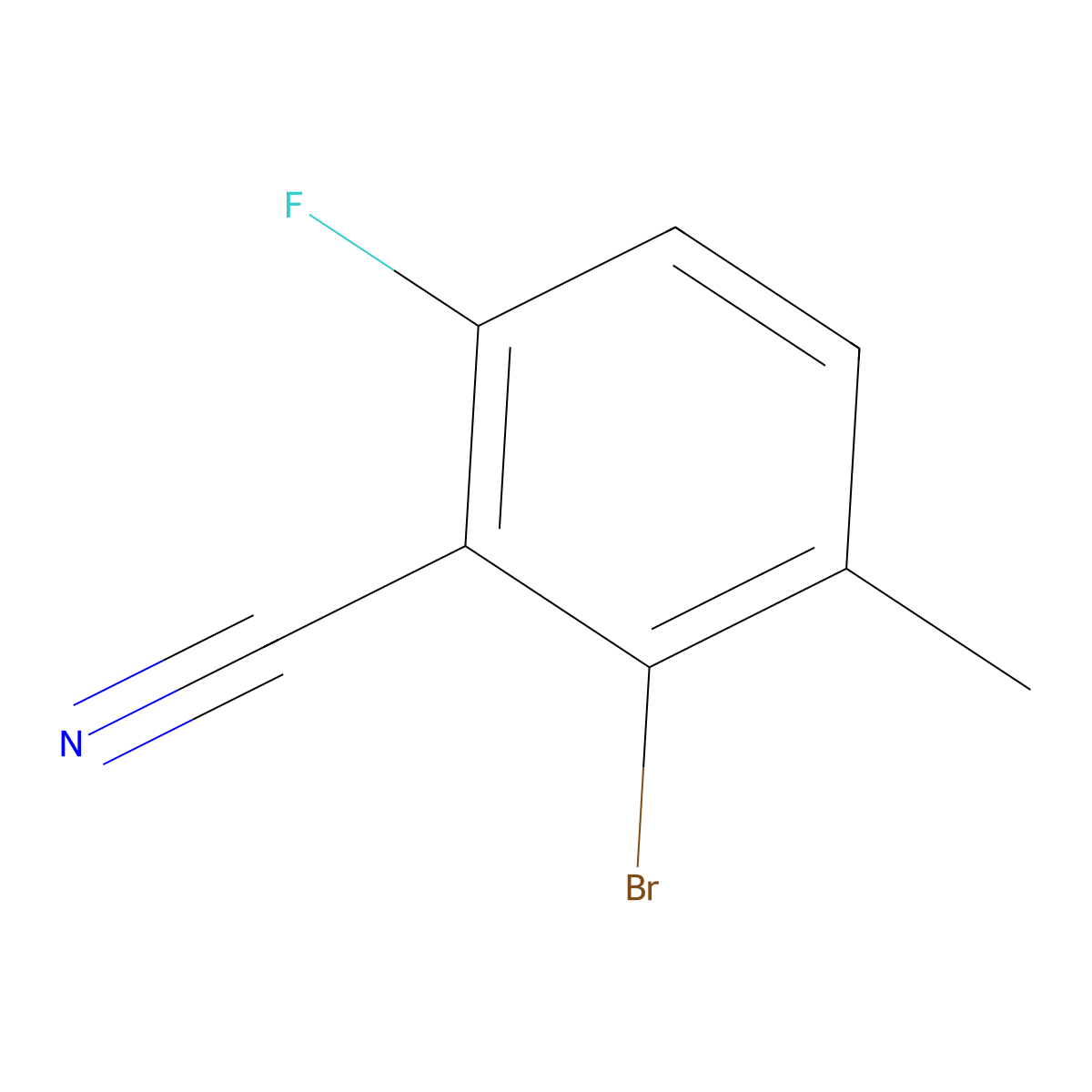 2-Bromo-6-fluoro-3-methylbenzonitrile molecular structure, CAS 1715912-73-4