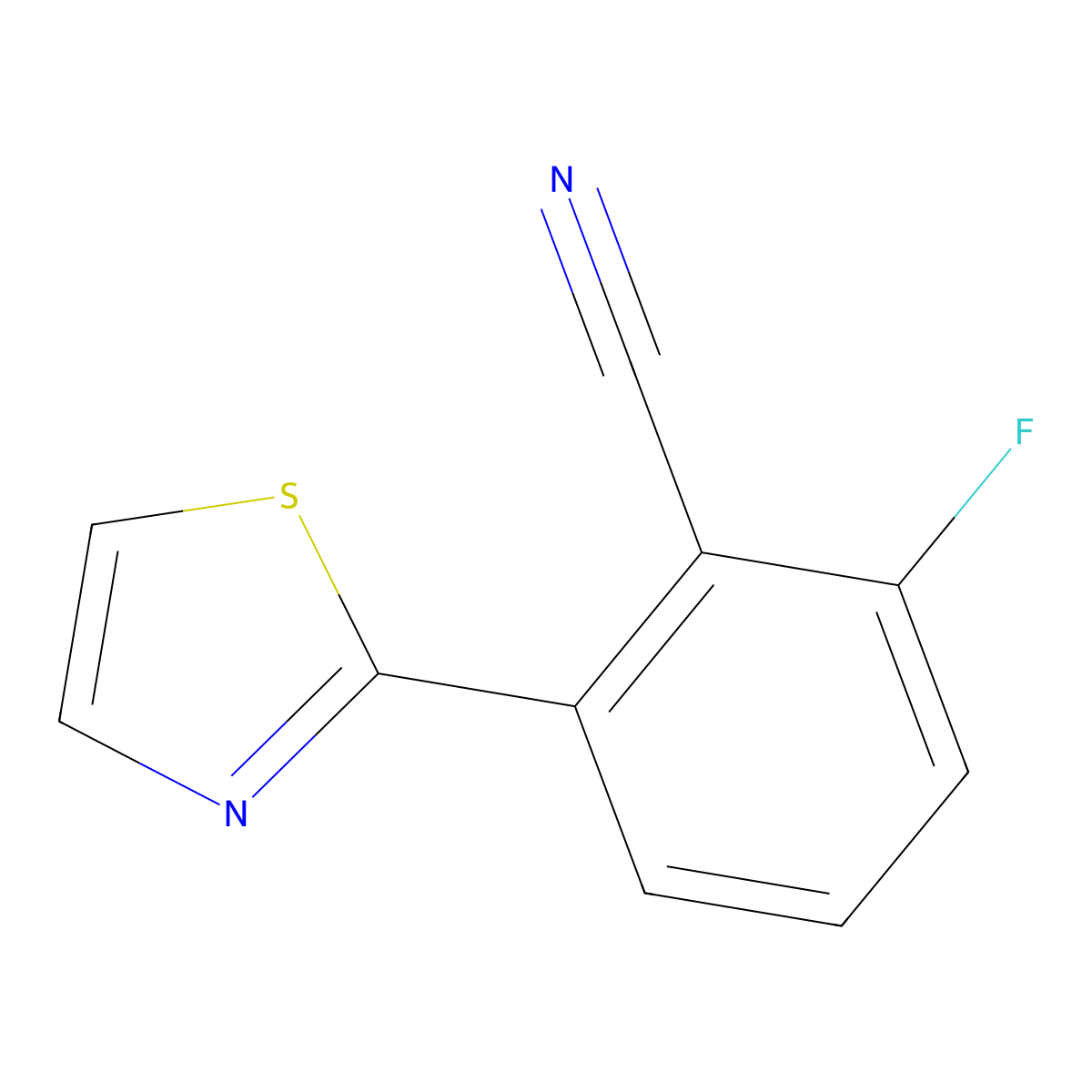 2-Fluoro-6-(1,3-thiazol-2-yl)benzonitrile molecular structure, CAS 1715912-89-2