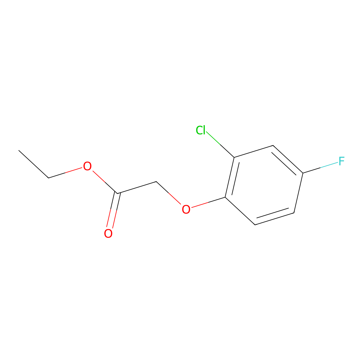 Ethyl (2-chloro-4-fluorophenoxy)acetate molecular structure, CAS 1716-85-4