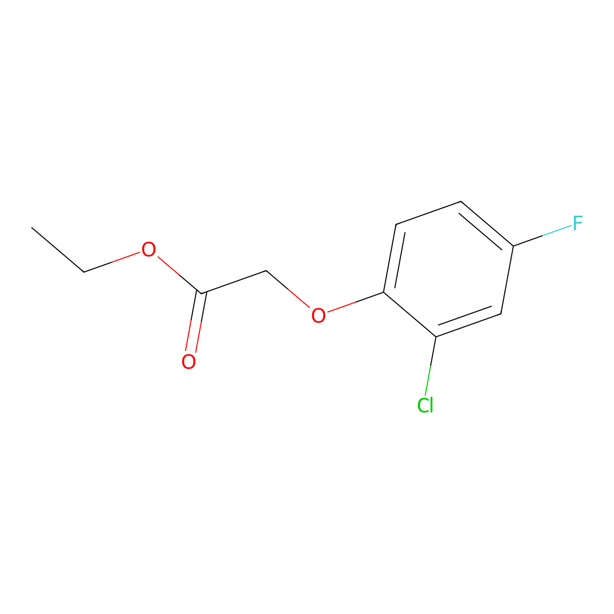 Ethyl (2-chloro-4-fluorophenoxy)acetate molecular structure, CAS 1716-85-4