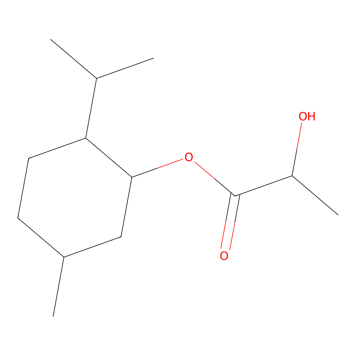 Propanoic acid, 2-hydroxy-, 5-methyl-2-(1-methylethyl)cyclohexyl ester molecular structure, CAS 17162-29-7