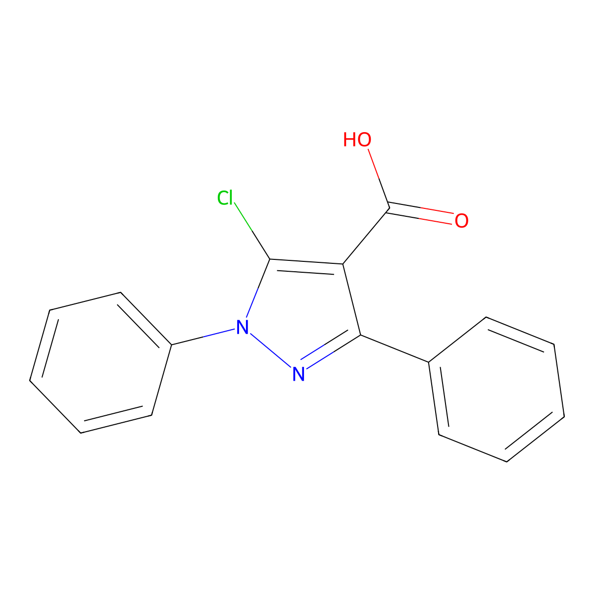 5-chloro-1,3-diphenyl-1H-pyrazole-4-carboxylic acid molecular structure, CAS 171663-86-8