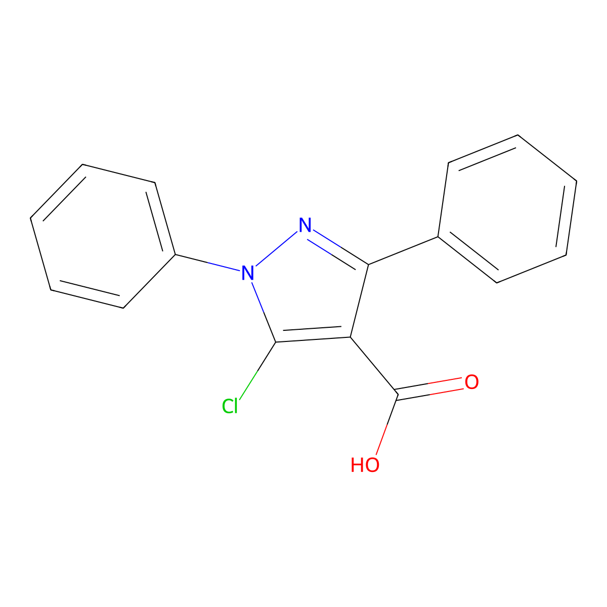 5-chloro-1,3-diphenyl-1H-pyrazole-4-carboxylic acid molecular structure, CAS 171663-86-8