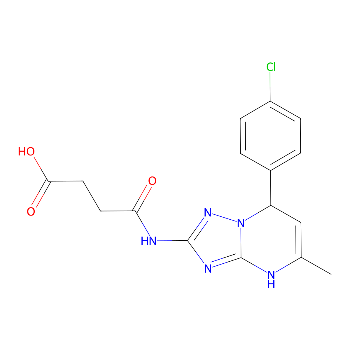 Butanoic acid, 4-((7-(4-chlorophenyl)-4,7-dihydro-5-methyl-(1,2,4)triazolo(1,5-a)pyrimidin-2-yl)amino)-4-oxo- molecular structure, CAS 171668-00-1