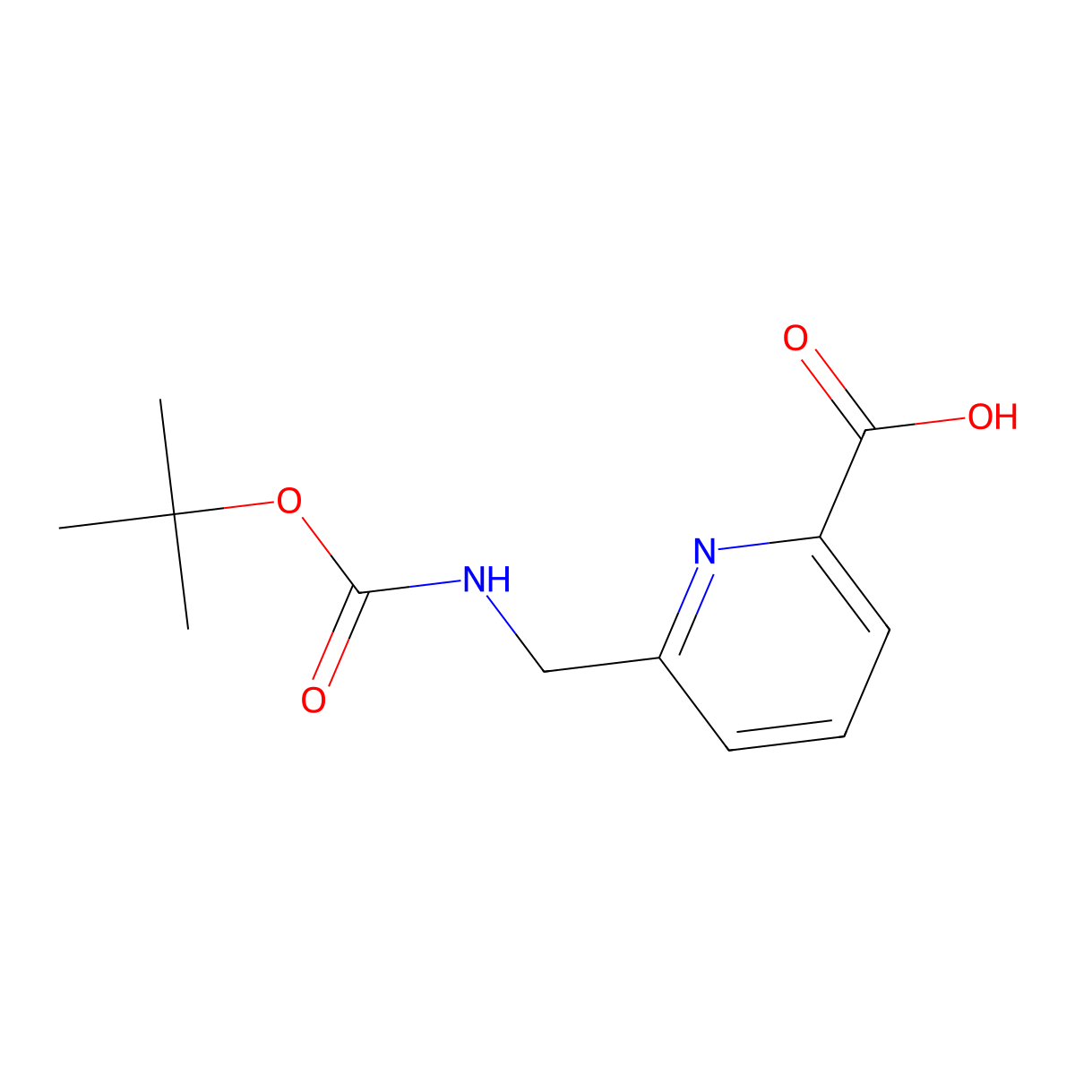 6-(((tert-Butoxycarbonyl)amino)methyl)picolinic acid molecular structure, CAS 171670-07-8