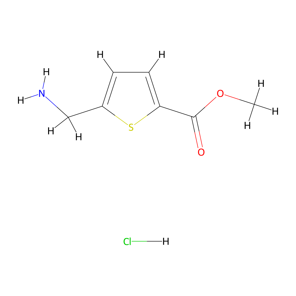 Methyl 5-(aminomethyl)thiophene-2-carboxylate hydrochloride molecular structure, CAS 171670-22-7