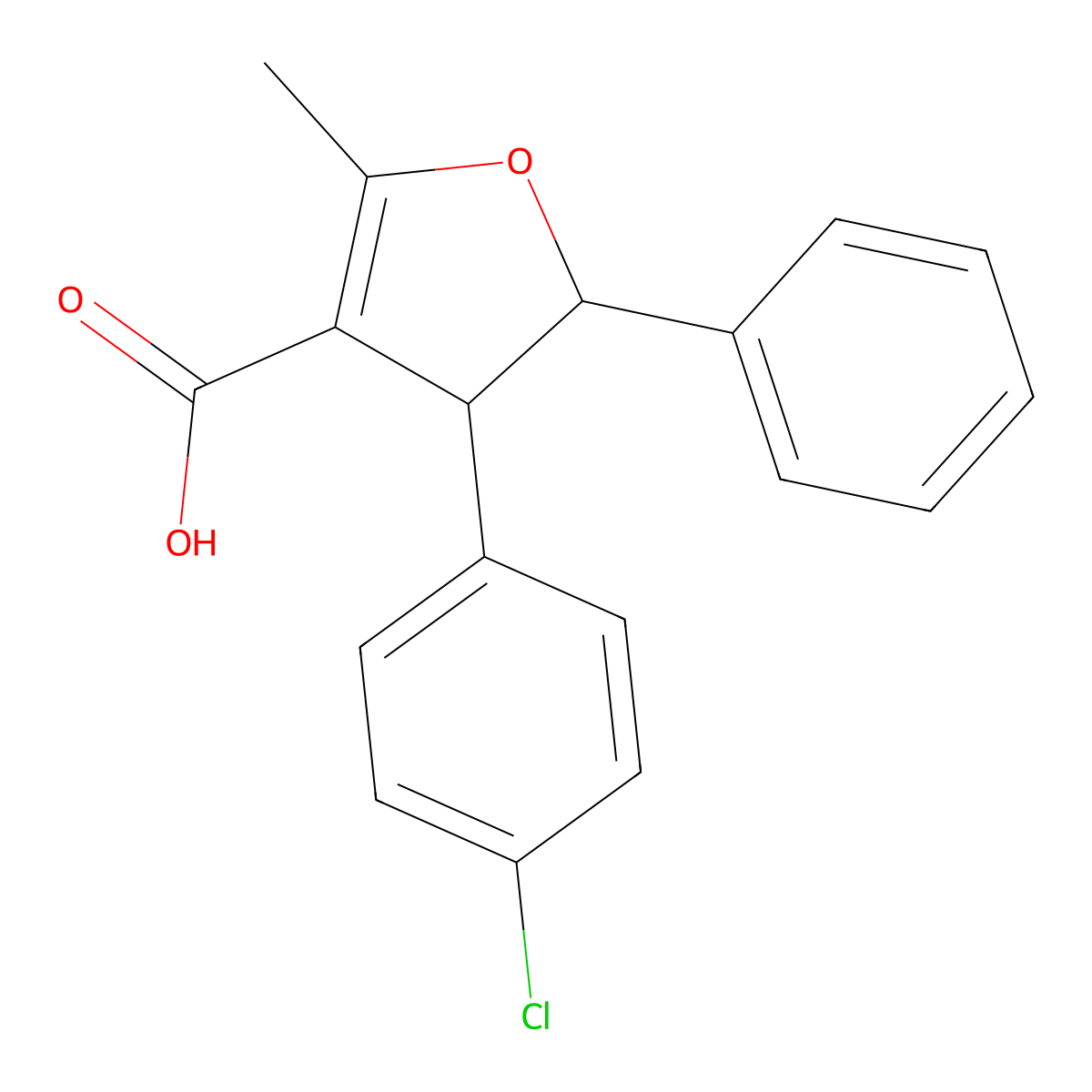4-(4-chlorophenyl)-2-methyl-5-phenyl-4,5-dihydrofuran-3-carboxylic Acid molecular structure, CAS 17168-33-1