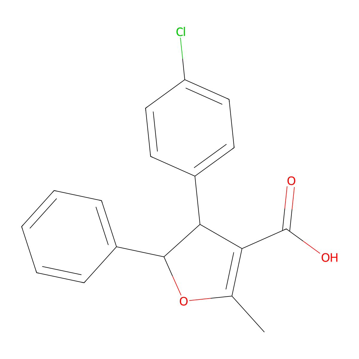 4-(4-chlorophenyl)-2-methyl-5-phenyl-4,5-dihydrofuran-3-carboxylic Acid molecular structure, CAS 17168-33-1