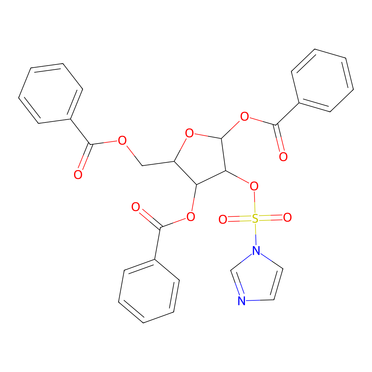 (3,5-Dibenzoyloxy-4-imidazol-1-ylsulfonyloxyoxolan-2-yl)methyl benzoate molecular structure, CAS 171720-99-3