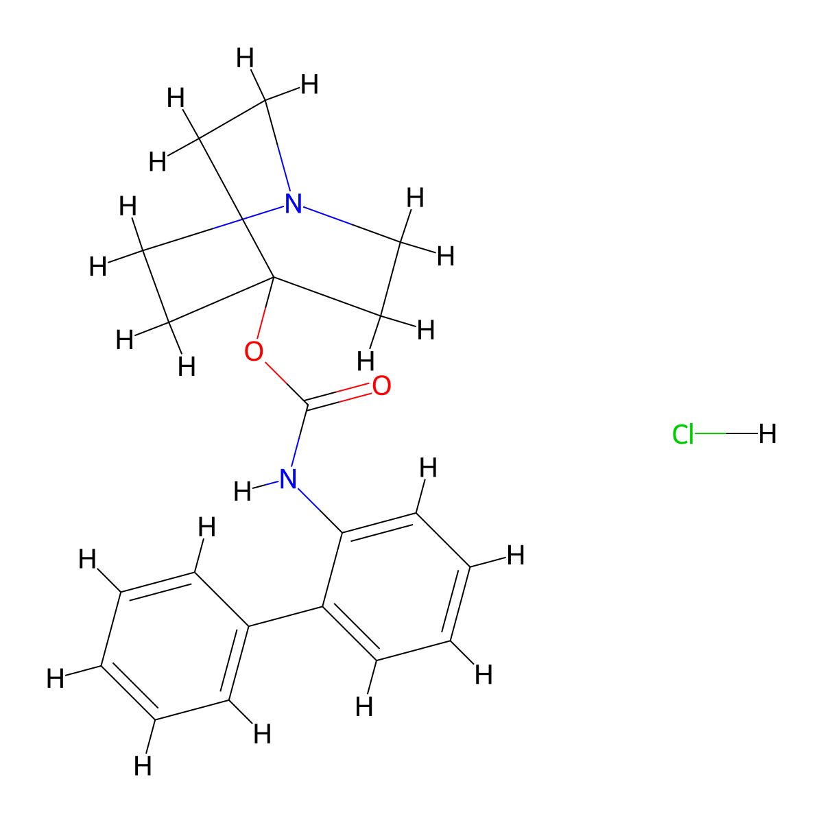 1-azabicyclo[2.2.2]octan-4-yl N-(2-phenylphenyl)carbamate;hydrochloride molecular structure, CAS 171722-81-9