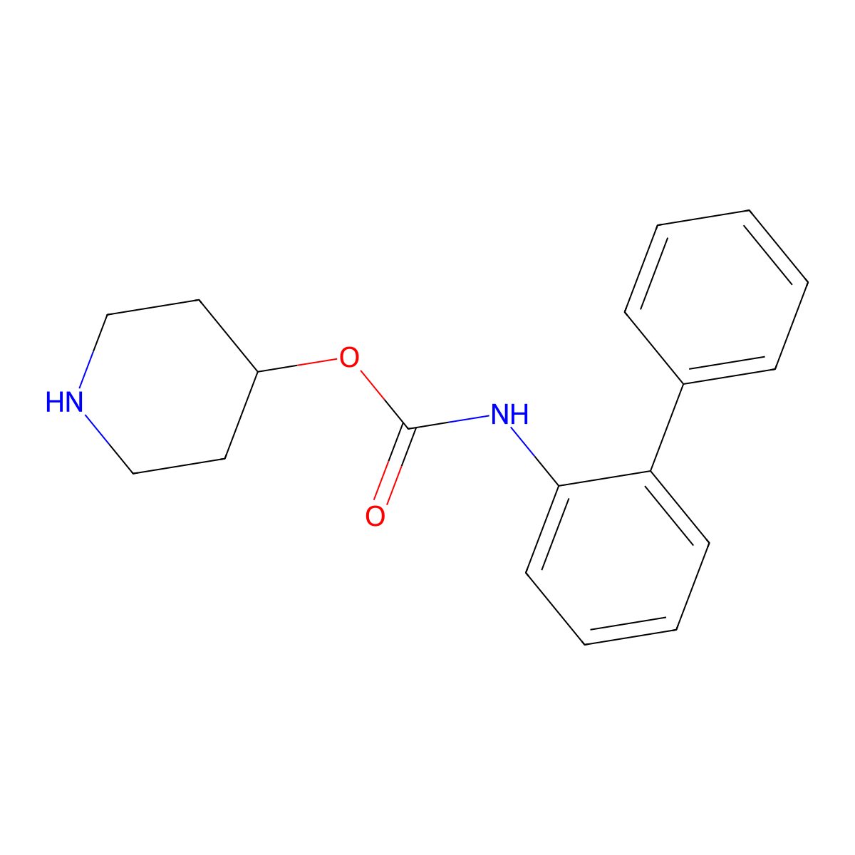 Biphenyl-2-ylcarbamic Acid Piperidin-4-yl Ester molecular structure, CAS 171722-92-2