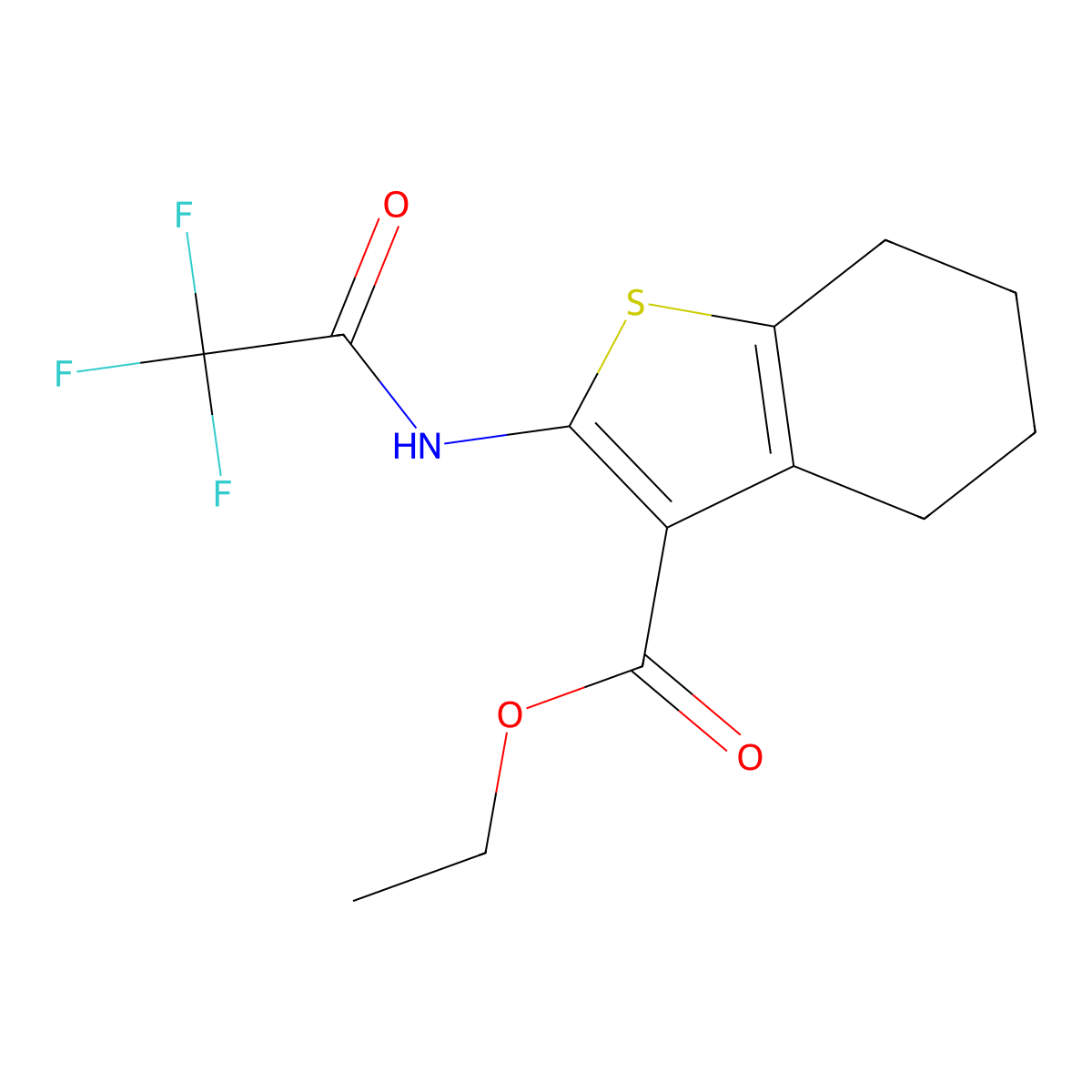Ethyl 2-[(trifluoroacetyl)amino]-4,5,6,7-tetrahydro-1-benzothiophene-3-carboxylate molecular structure, CAS 171734-43-3