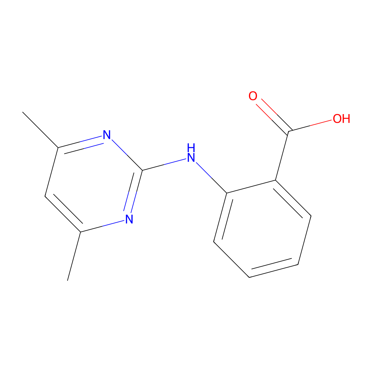 2-[(4,6-Dimethylpyrimidin-2-yl)amino]benzoic acid molecular structure, CAS 17174-03-7
