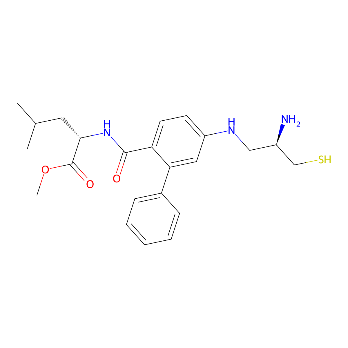 methyl (2S)-2-[[4-[[(2R)-2-amino-3-sulfanylpropyl]amino]-2-phenylbenzoyl]amino]-4-methylpentanoate molecular structure, CAS 171744-11-9