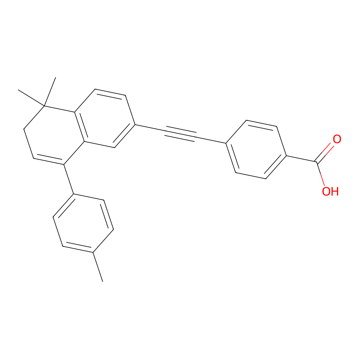 4-((5,6-Dihydro-5,5-dimethyl-8-(4-methylphenyl)-2-naphthalenyl)ethynyl)benzoic acid molecular structure, CAS 171746-21-7