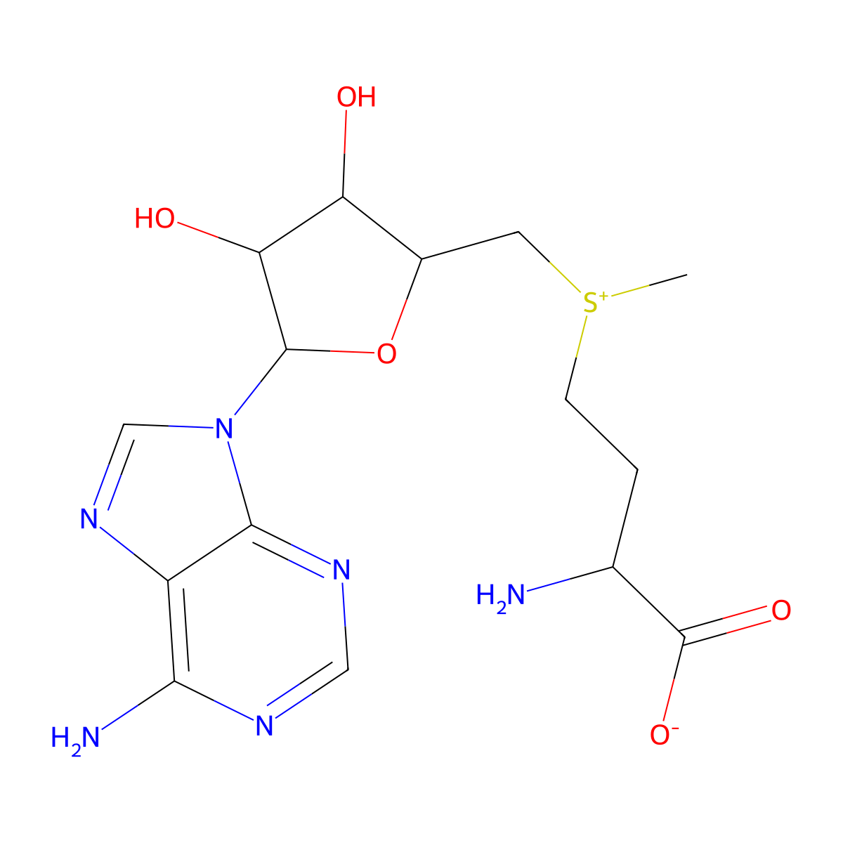 2-amino-4-[[(2S,3S,4R,5R)-5-(6-aminopurin-9-yl)-3,4-dihydroxyoxolan-2-yl]methyl-methylsulfonio]butanoate molecular structure, CAS 17176-17-9