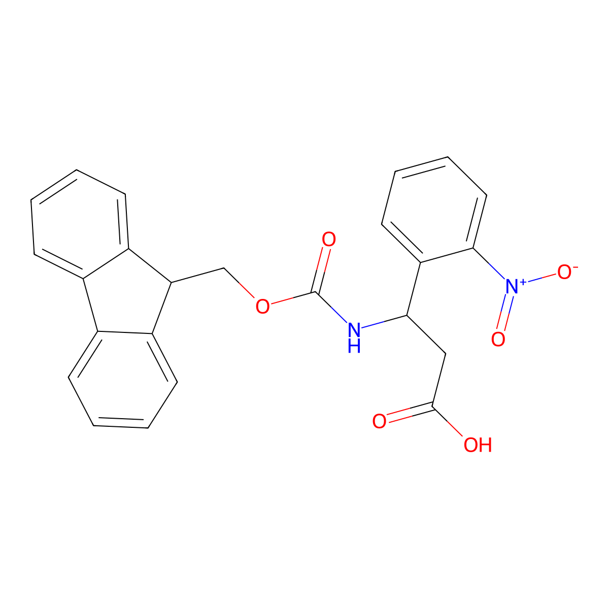 beta-(((9H-Fluoren-9-ylmethoxy)carbonyl)amino)-2-nitrobenzenepropanoic acid molecular structure, CAS 171778-06-6