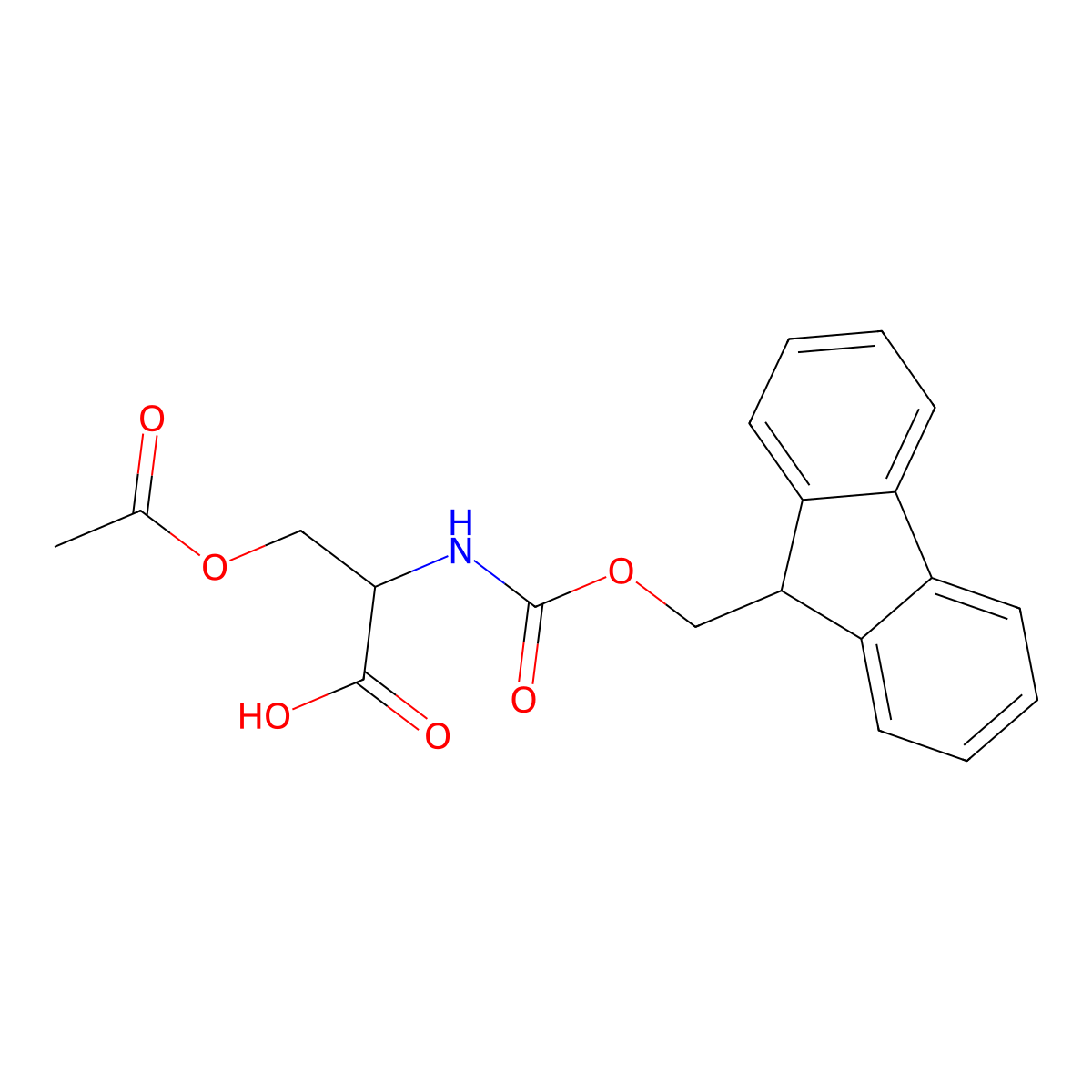 O-Acetyl-N-((9H-fluoren-9-ylmethoxy)carbonyl)-L-serine molecular structure, CAS 171778-17-9