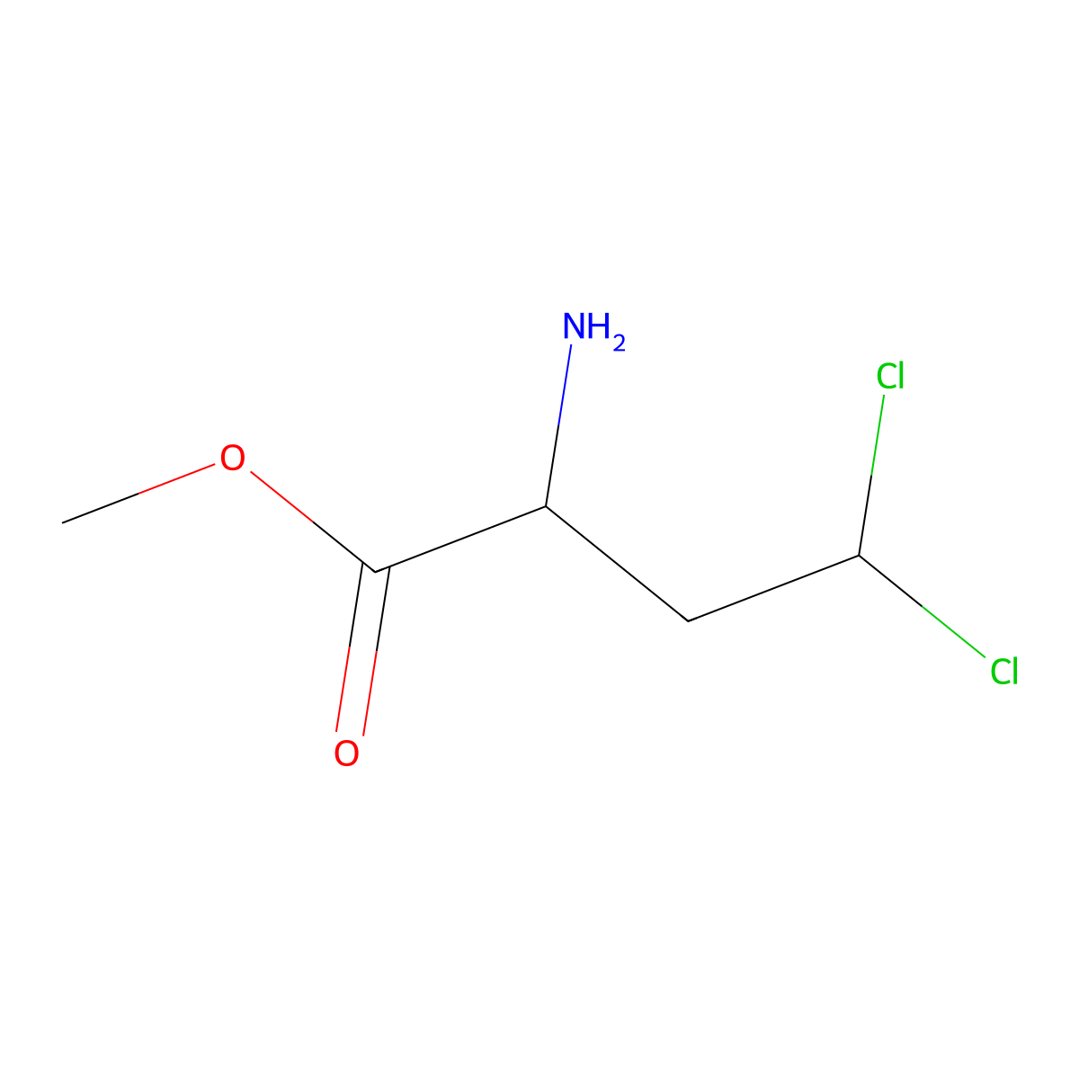 Methyl 2-amino-4,4-dichlorobutanoate molecular structure, CAS 171800-43-4