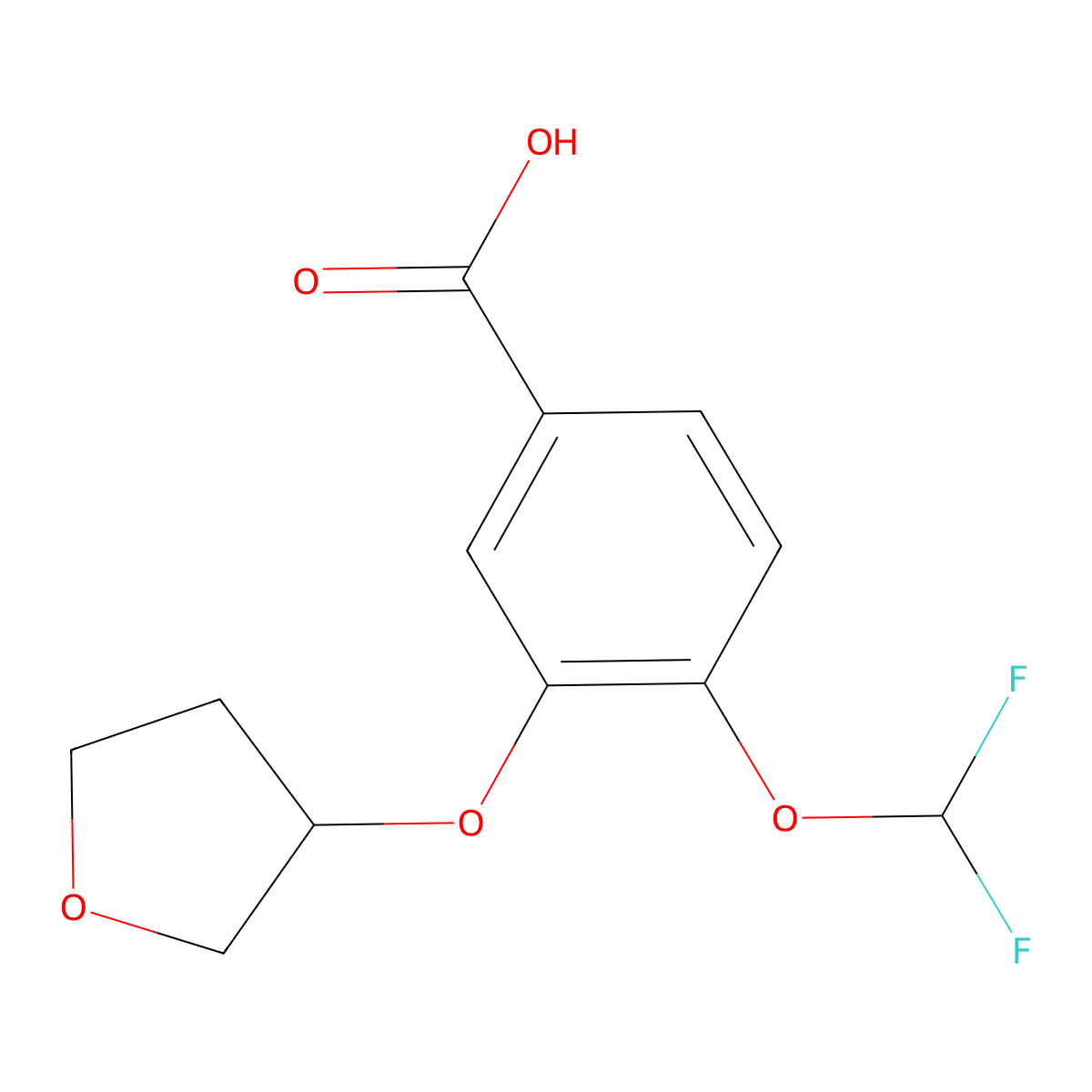 4-(Difluoromethoxy)-3-((tetrahydrofuran-3-yl)oxy)benzoic acid molecular structure, CAS 171802-62-3