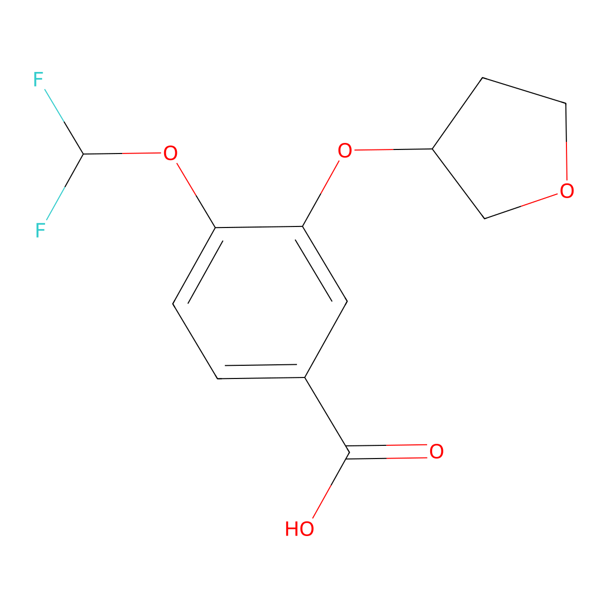 4-(Difluoromethoxy)-3-((tetrahydrofuran-3-yl)oxy)benzoic acid molecular structure, CAS 171802-62-3