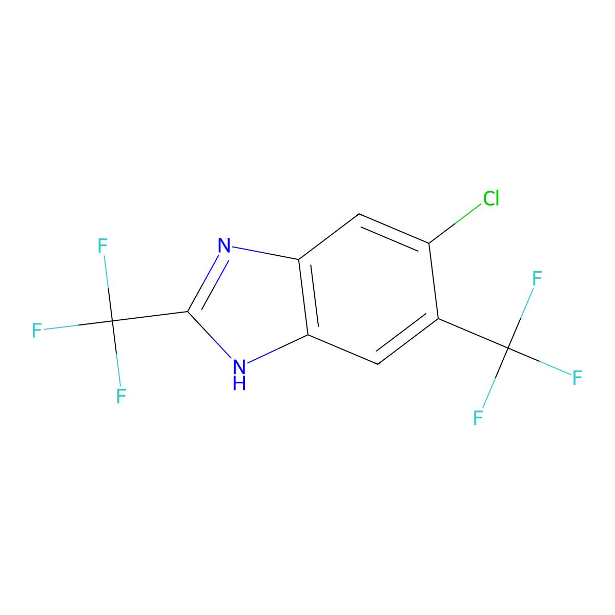 5-chloro-2,6-bis(trifluoromethyl)-1H-1,3-benzodiazole molecular structure, CAS 171809-86-2