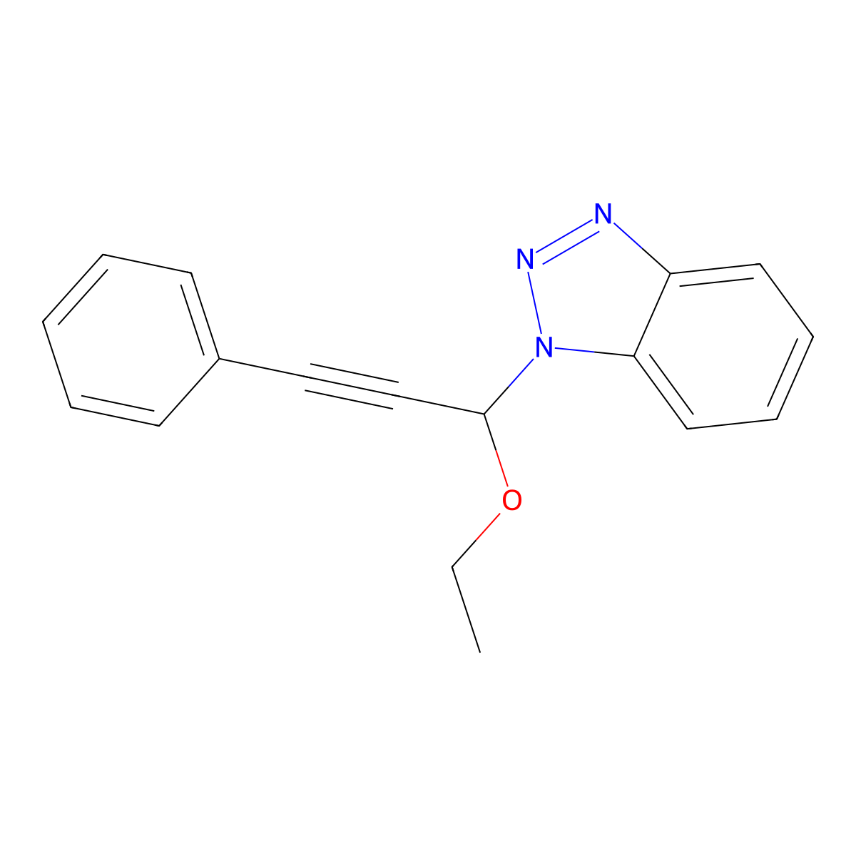 1-(1-Ethoxy-3-phenylprop-2-yn-1-yl)-1H-1,2,3-benzotriazole molecular structure, CAS 171815-69-3