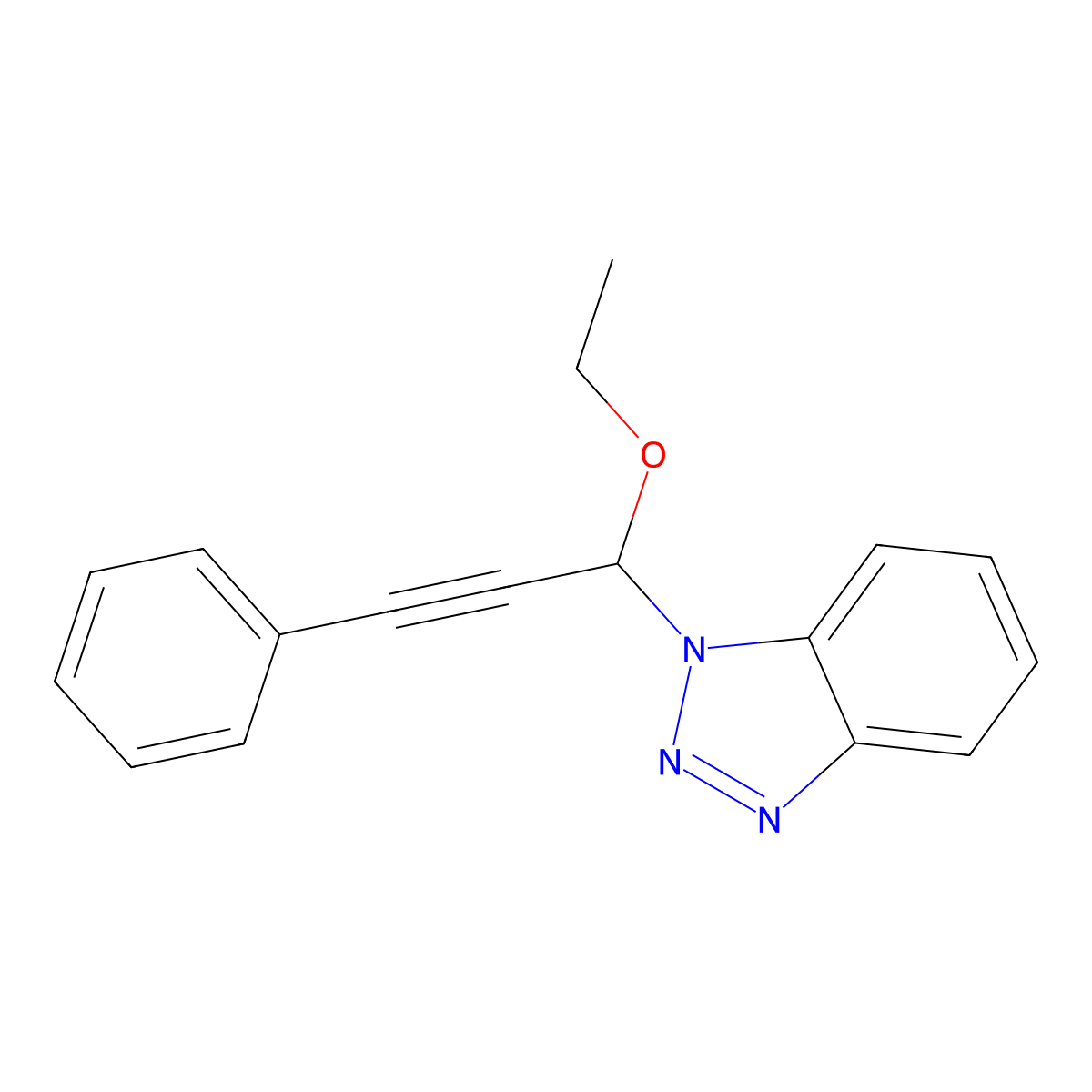 1-(1-Ethoxy-3-phenylprop-2-yn-1-yl)-1H-1,2,3-benzotriazole molecular structure, CAS 171815-69-3