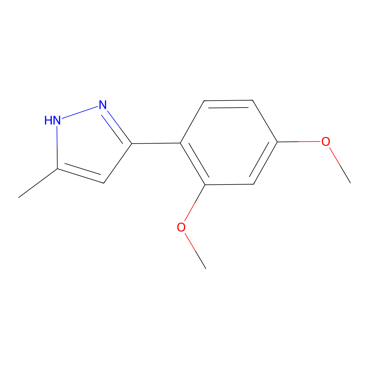 3-(2,4-dimethoxyphenyl)-5-methyl-1H-pyrazole molecular structure, CAS 171817-42-8