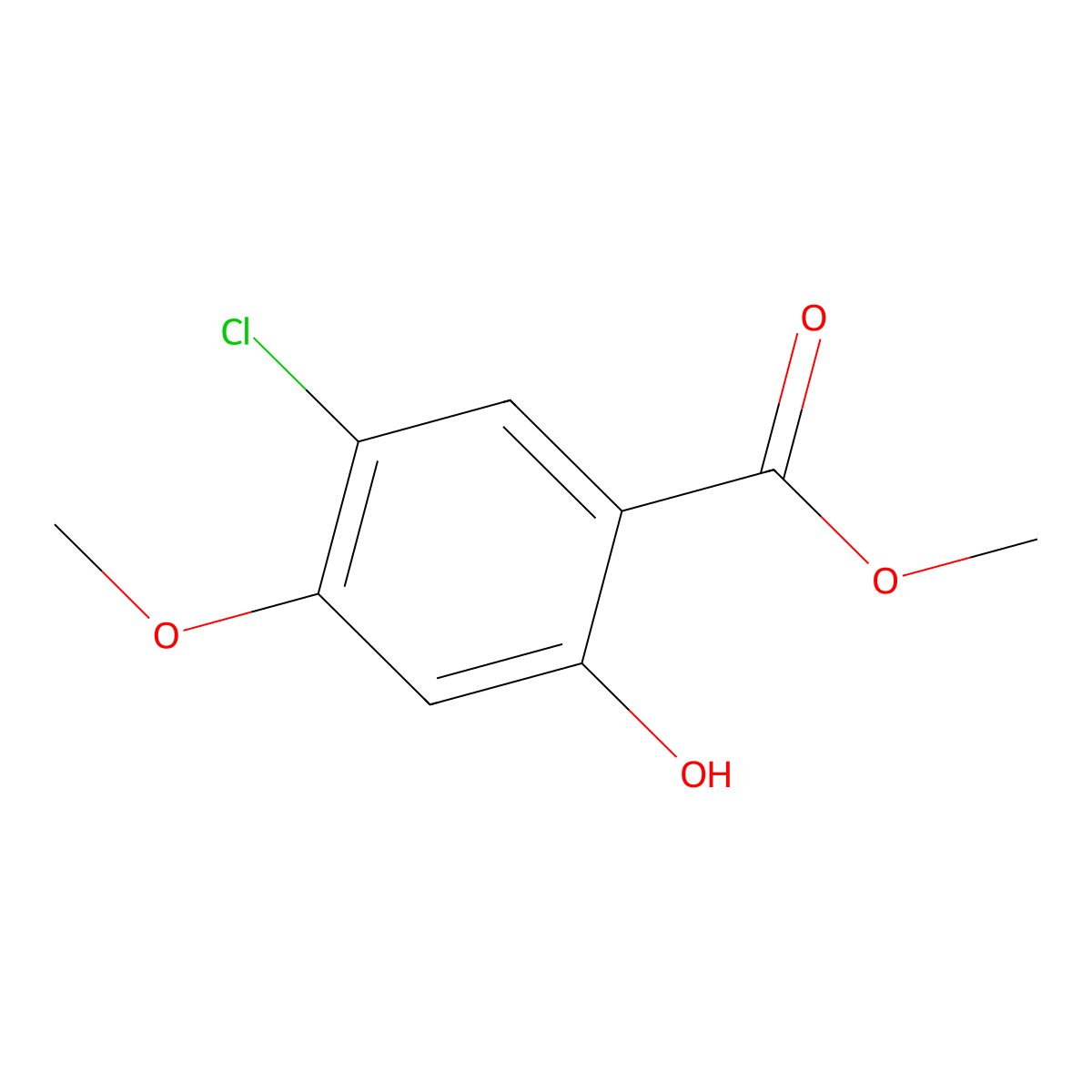 Methyl 5-chloro-2-hydroxy-4-methoxybenzoate molecular structure, CAS 171826-80-5