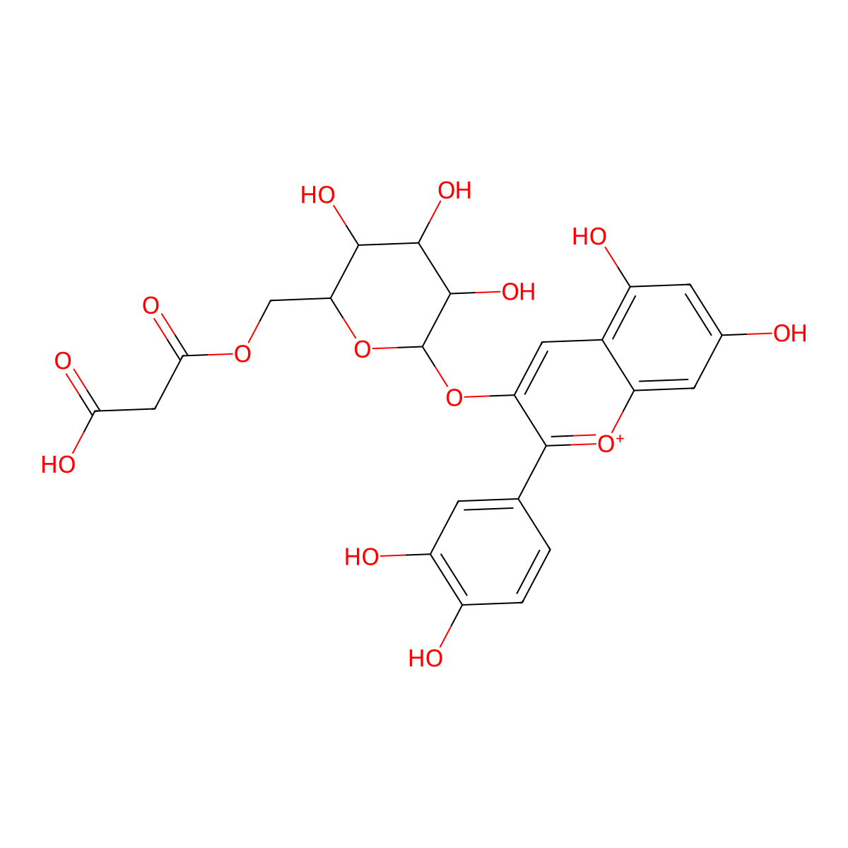 Cyanidin 3-(6'-malonylglucoside) molecular structure, CAS 171828-62-9